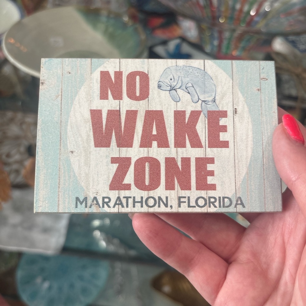 No Wake Zone Sign with Manatee Magnet